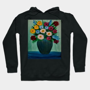 some abstract mixed flowers in a metallic vase Hoodie